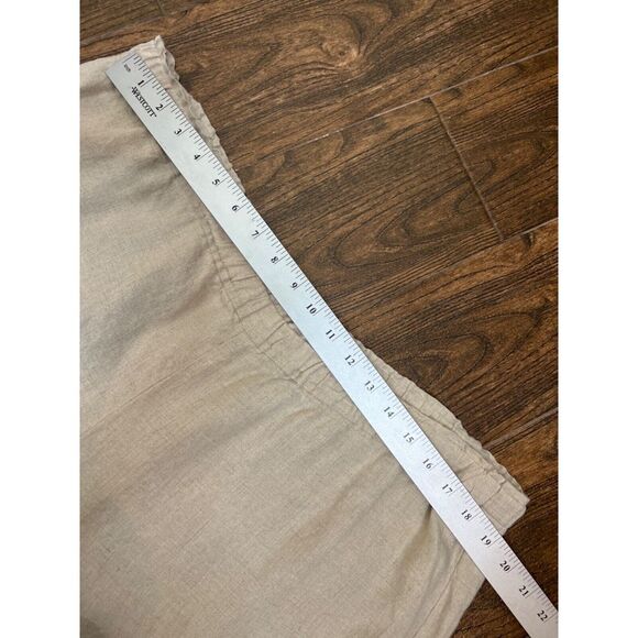 EILEEN FISHER BEIGE ORGANIC LINEN PULL ON ELASTIC WAIST WIDE LEG CROP PANTS XL - Picture 9 of 11